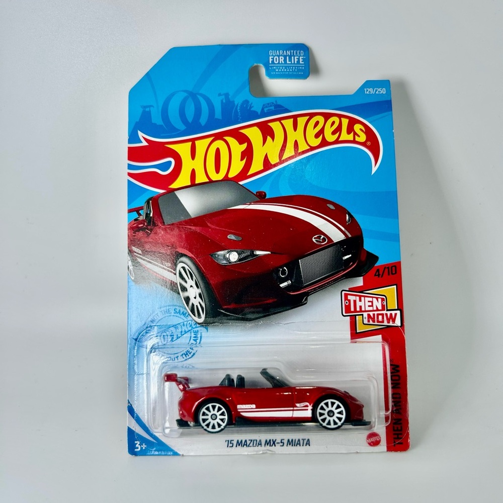 2021 Hot Wheels #129 Then and Now 4/10 '15 MAZDA MX-5 MIATA Red w/White 10 Spoke